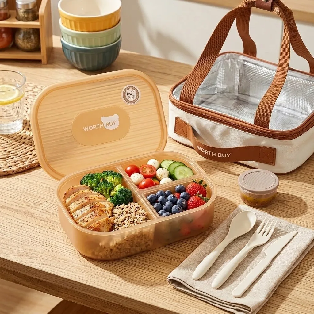 Kotak Bento Plastik dengan Sek - Meal Prep Or Prep Meal ulasan dan harga