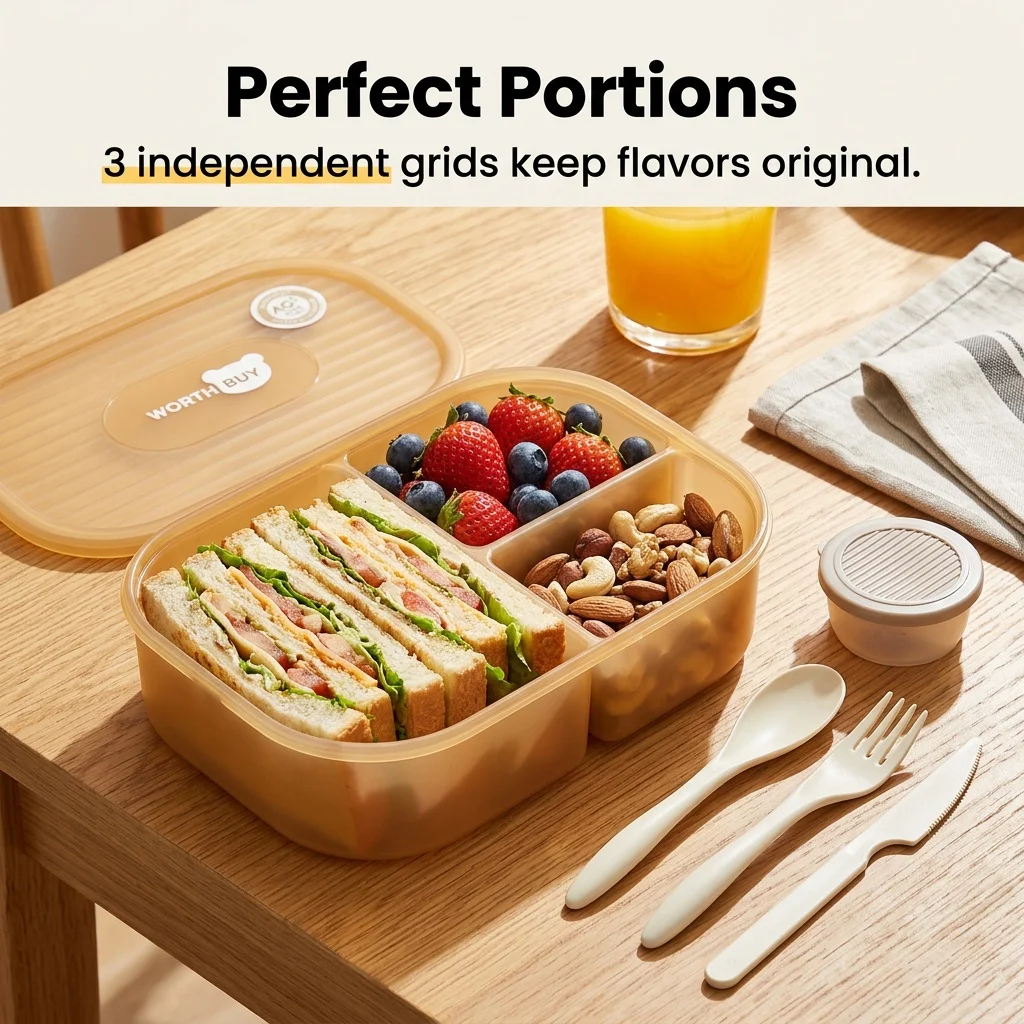 Kotak Bento Plastik dengan Sek - Meal Prep Or Prep Meal ulasan dan harga