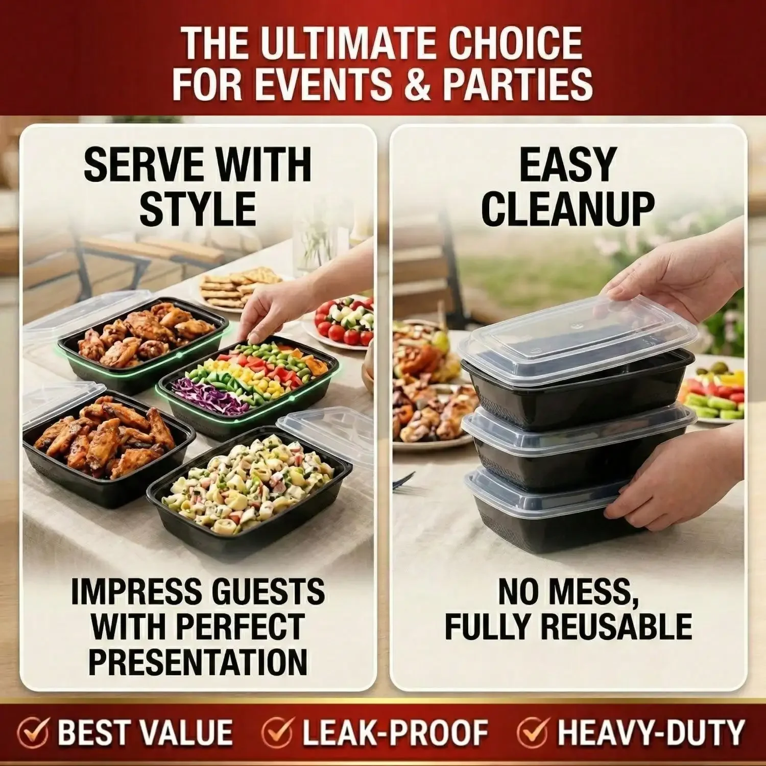 10/100 buah Wadah Makanan Pers - Meal Prep Kitchen ulasan dan harga